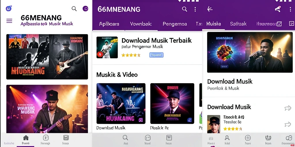 Antarmuka <strong>66MENANG</strong> yang memudahkan pengunduhan musik favorit.