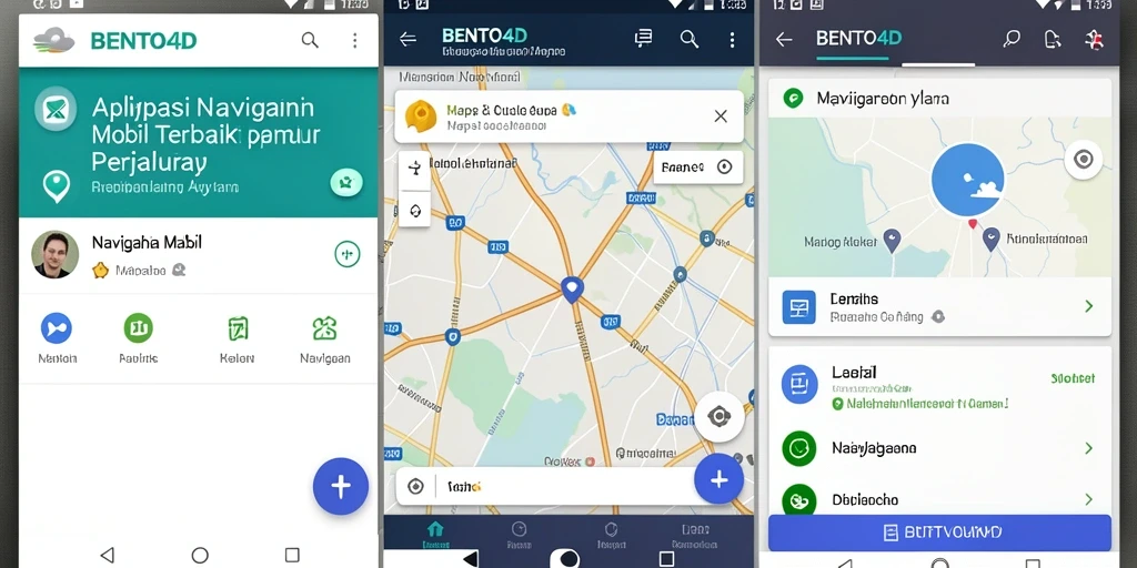 Antarmuka aplikasi BENTO4D yang intuitif untuk navigasi mobil.