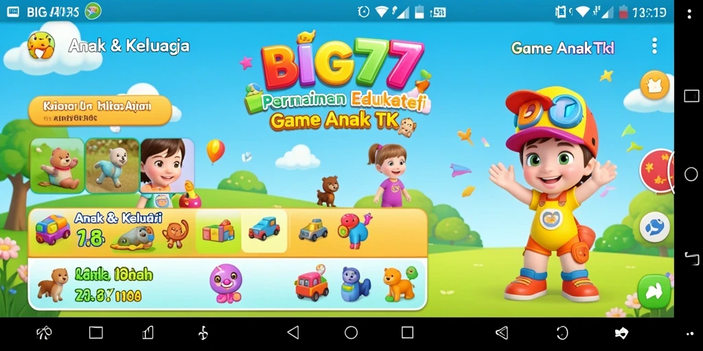 Tampilan antarmuka interaktif aplikasi Game Anak TK BIG77.