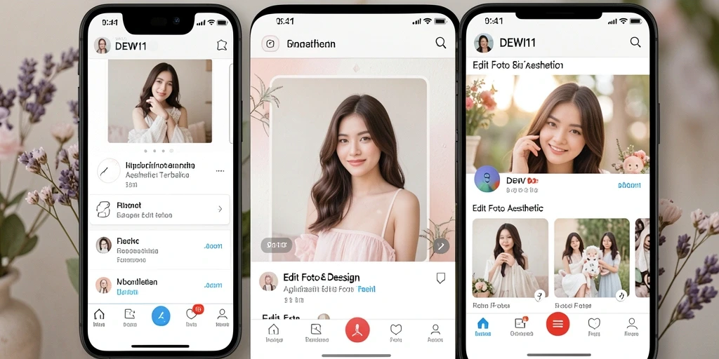 Antarmuka DEWI11 yang intuitif untuk Edit Foto Aesthetic.