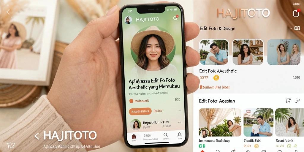 Antarmuka pengguna HAJITOTO yang stylish untuk edit foto aesthetic.