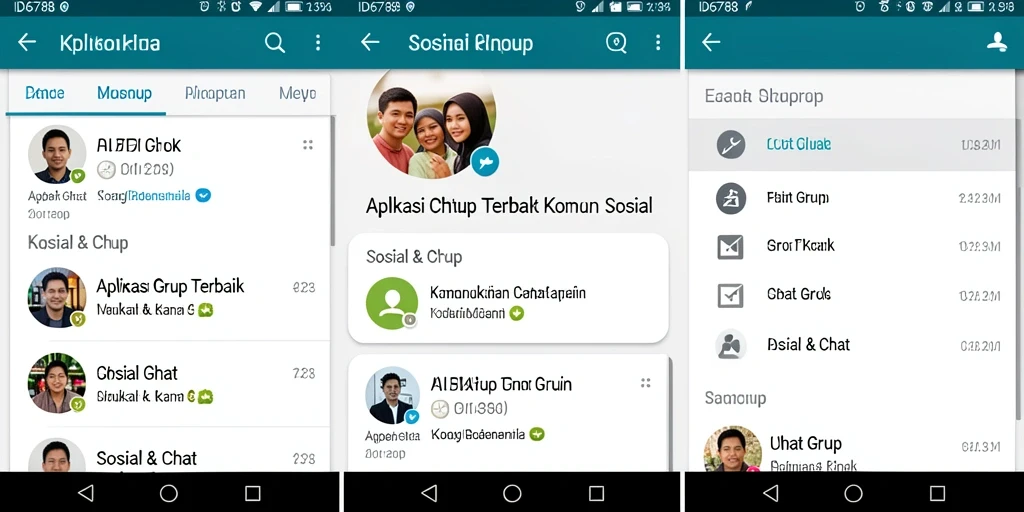 Tampilan antarmuka utama aplikasi ID6788 untuk Chat Grup.