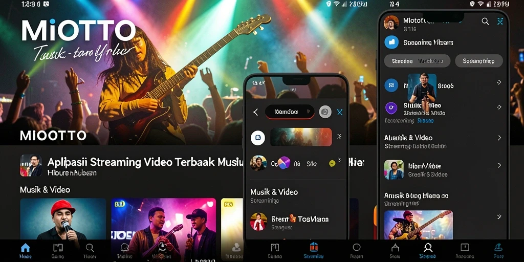 Tampilan antarmuka aplikasi MIOTOTO saat streaming video musik.
